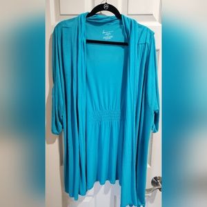 Lane Bryant teal 3/4 sleeve open-front cardigan size 22/24